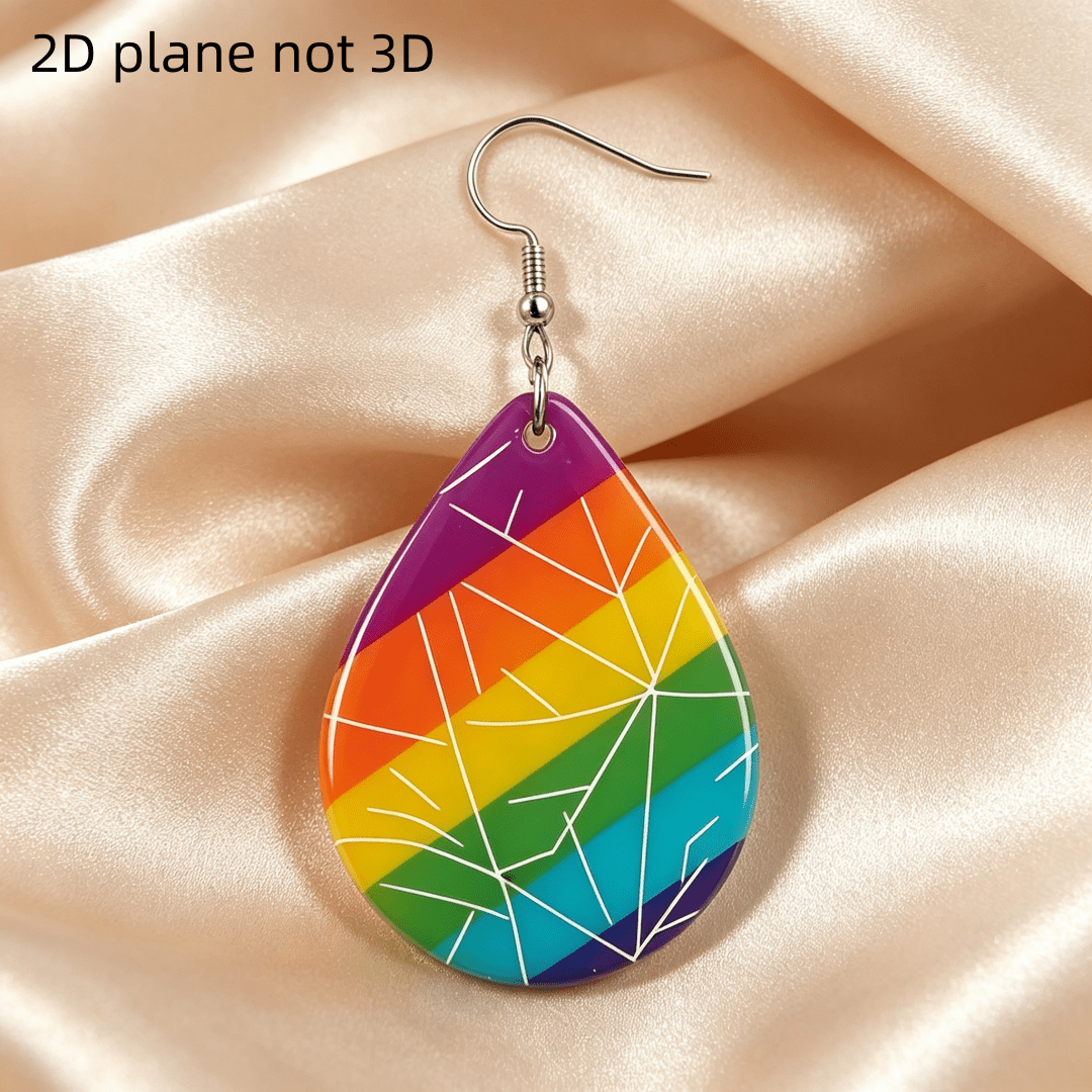 Rainbow Pride Teardrop Dangle Earrings, Acrylic Statement Jewelry